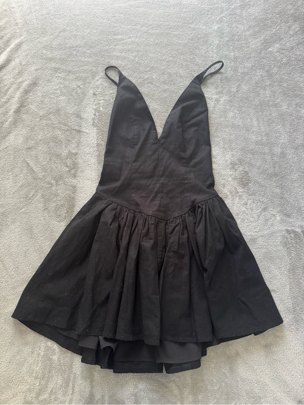 Black V-Neck Spaghetti Strap Mini Dress